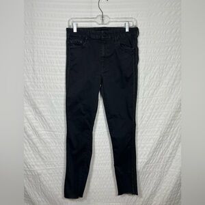 MOTHER HW Looker Ankle Fray Jeans in Black Size 30